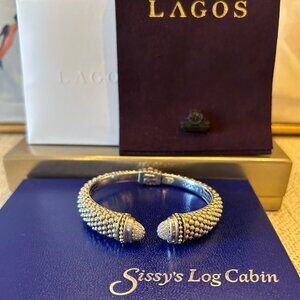 LAGOS Caviar Lux Diamond Cuff Bracelet | 12mm